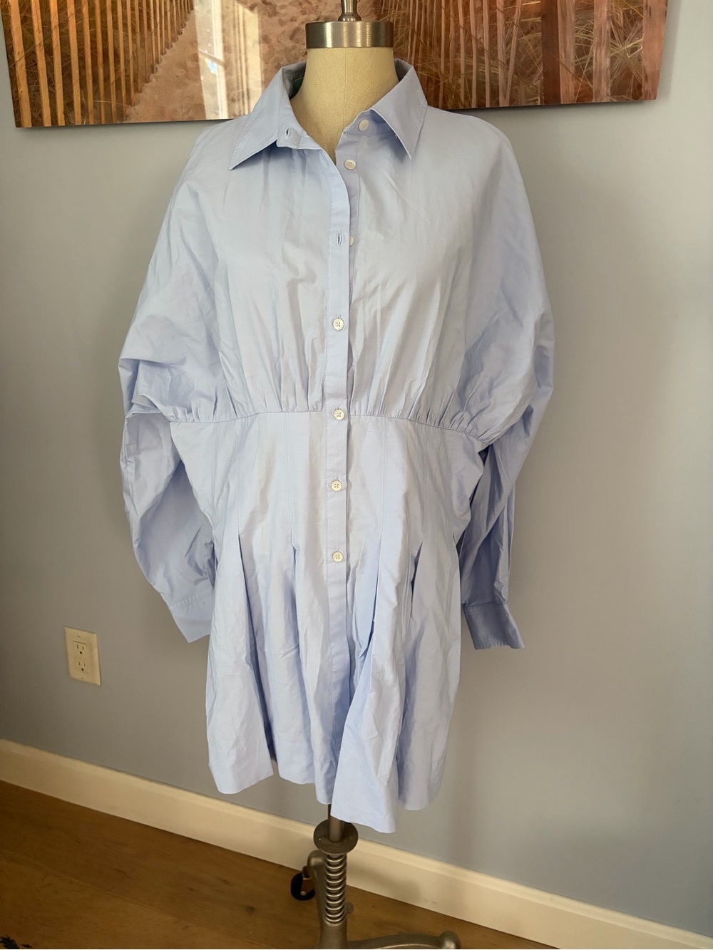 Maeve Light Blue Button-Front Mini Shirt Dress Size 1X NWT